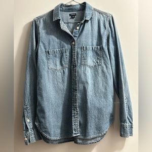 🛍️J. Crew Tops | Nwt J. Crew Blue Cotton-Button Long Sleeve Denim Shirt Size 4